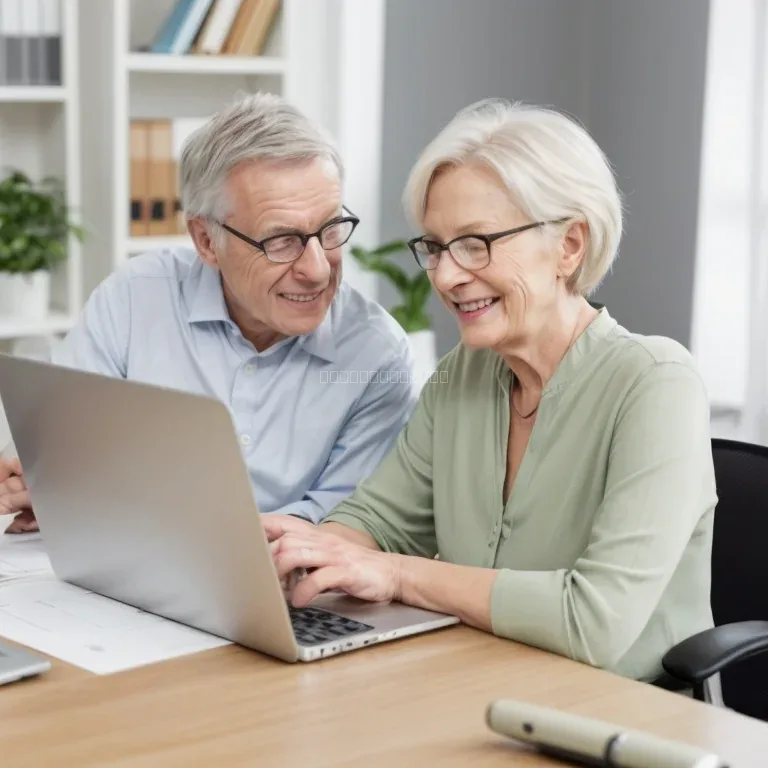 Elderly couple reviewing documents
