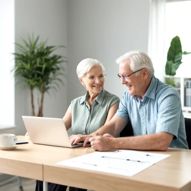 Senior couple reviewing insurance documents